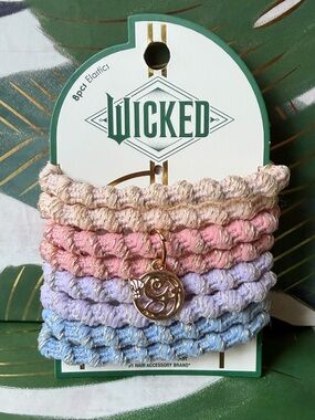 Scünci Wicked Glinda 8pc Pastel Gold Hair Elastics Charm NWT